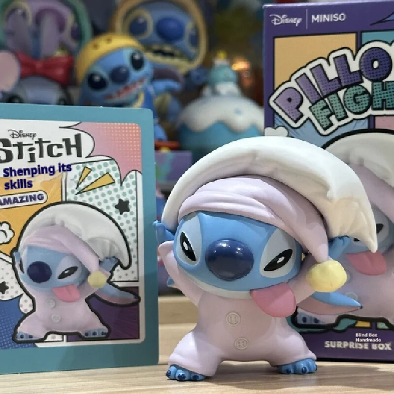 Miniso ديزني غرزة وسادة القتال سلسلة صندوق أعمى لطيف غرزة العصرية لعب دمية الشكل زخرفة مكتب هدية عيد الميلاد عيد ميلاد