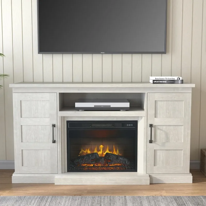 

59 Inch TV Stand with 3D Fireplace, Modern Media Entertainment Center for TVs up to 65 Inch, Tv Console Table