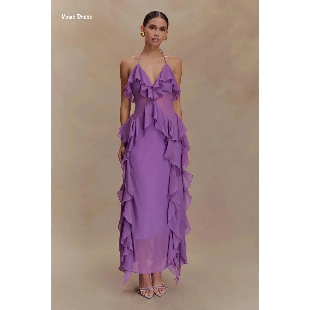 

Vows Chiffon Evening Dresses Woman Elegant Party Dresses for Women Luxury Evening Dress 2025 Custom Made Line A Frizz Prom Gown