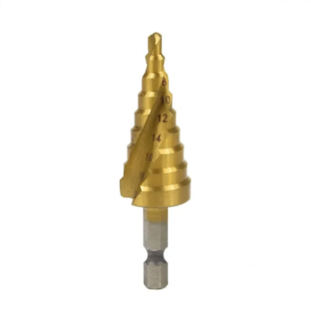 HSS 4241 material triangular handle titanium plated spiral groove step stage drill paddle multi-function 4-20