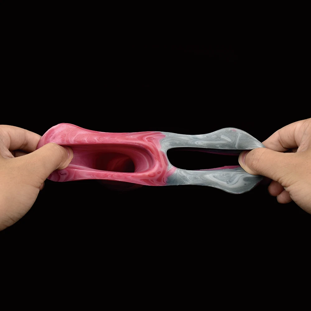 Mainan seks ketat silikon S L ukuran dapat melar lengan Penis kuda fantasi lembut untuk pria Dildo berongga pembesar & perpanjangan