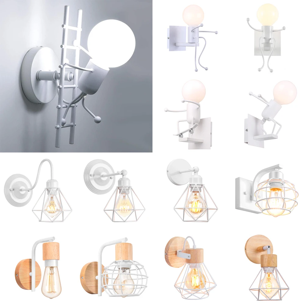 

Vintage Retro Loft LED Cage Wall Light Sconce Industrial Wall Lamp Lampshade E27 Modern Indoor Home Bedroom Living Room Lighting