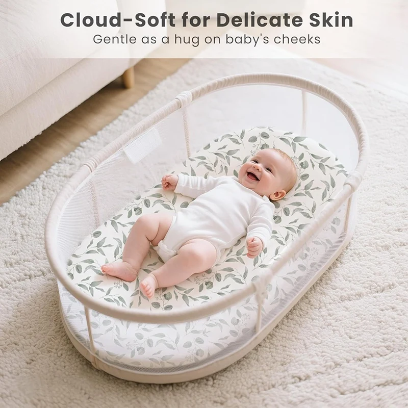 3Pack Stretchy Bassinet Sheets for Baby,Soft Breathable Baby Bassinet Mattress Sheets Fit for Hourglass Oval Cradle-ABLM