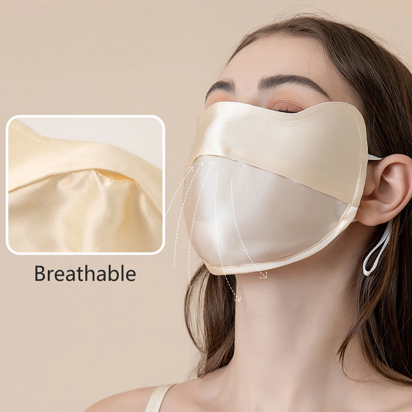 100% masque en soie été Protection UV masque facial lavable réutilisable femmes soie crème solaire masque Sports de plein air cyclisme soie visage couverture