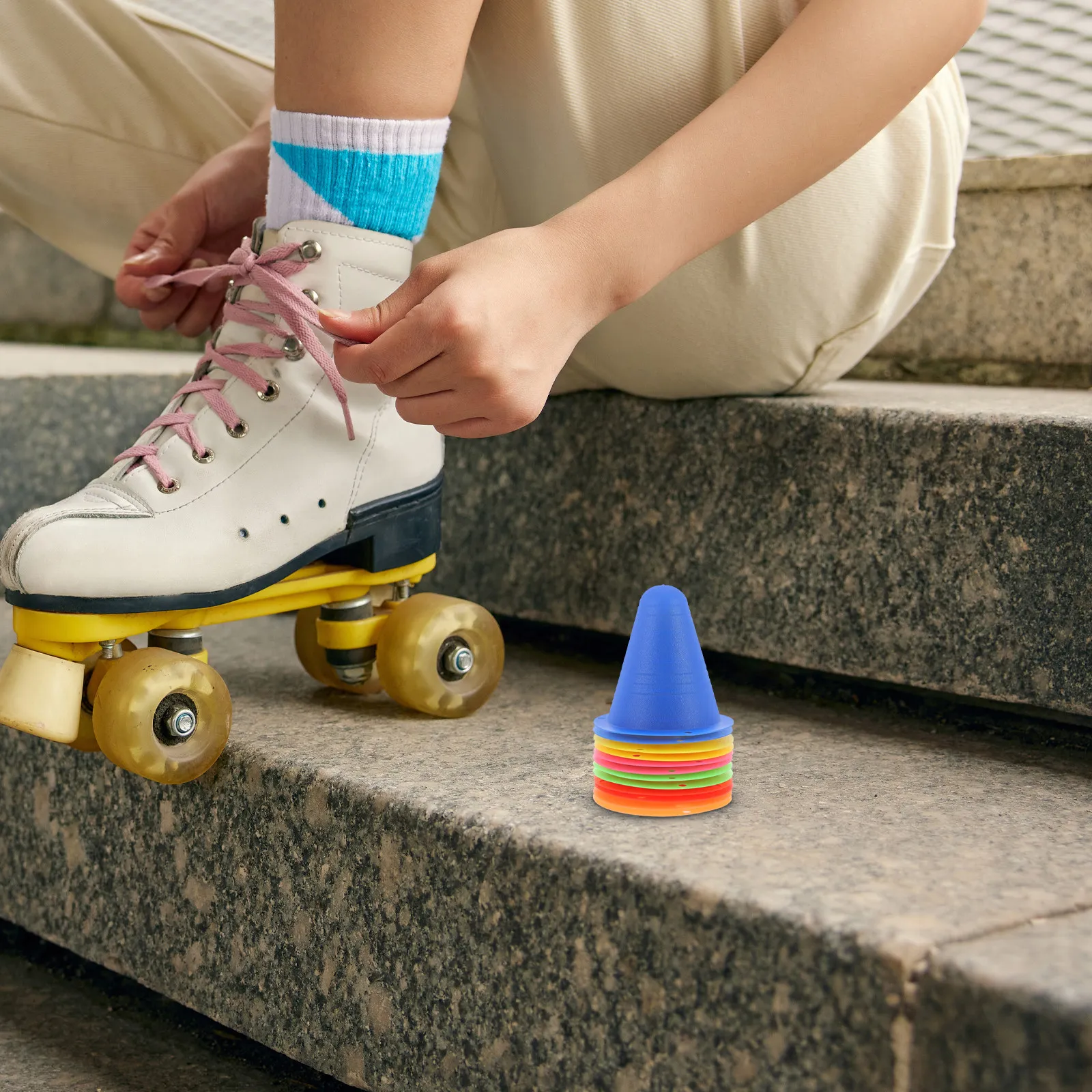 12Pcs Roller Skating Obstacles Mini Orange Cones Colorful Agility Training Cones for Football Basketball Training Drills
