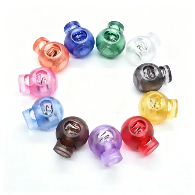 10pcs Plastic Cord Lock Stopper Spring Toggle Clip Clear for Shoelace Drawstring Paracord Lanyard Rope Transparent Colorful