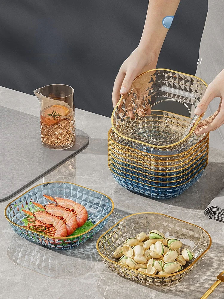 

Пластиковая тарелка для хранения костей и остатков еды, для домашнего использования, маленькая, для фруктов, на обеденный стол, в скандинавском стиле, однотонная