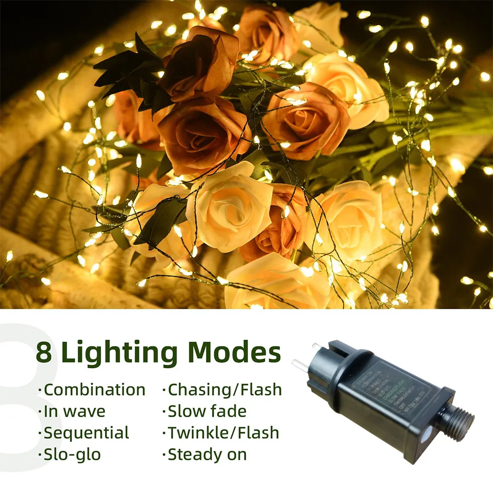 36M Cluster Mother's day LED Fairy Lights Green Wire Outdoor String Light Garland For New Year Street Party Wedding Decoration