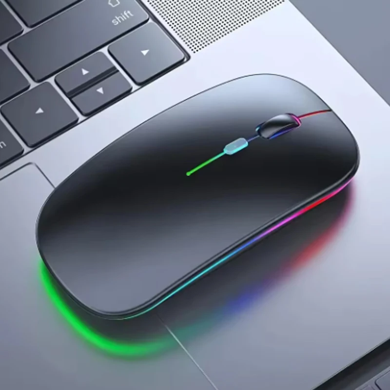 ماوس LED لاسلكي USB قابل لإعادة الشحن ومتوافق مع بلوتوث ماوس RGB ماوس مريح صامت مع إضاءة خلفية لأجهزة الكمبيوتر المحمول وأجهزة iPad!!