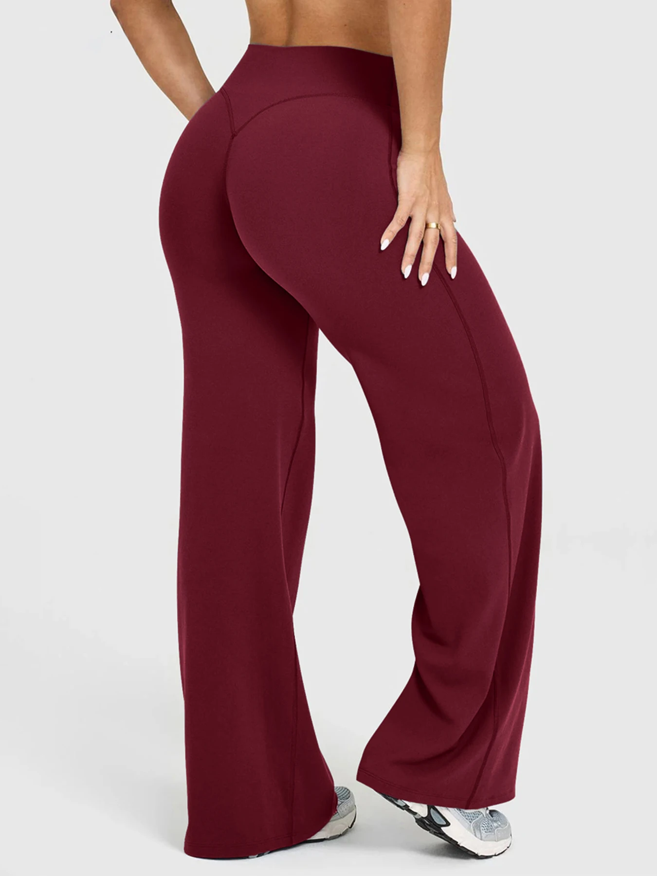 Women's Straight-Leg Yoga Pants, High-Waisted Flared, No Front Seam, Loose Fit for Outdoor Sports & Daily Wear
