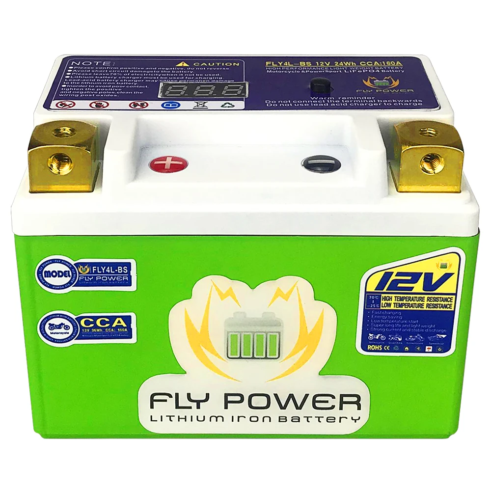 FLY4L-BS 12V 24Wh Motorcycle LiFePO4 Starter Battery LFP Scooter Lithium iron Battery CCA 160A Built in BMS ATV UTV Snowmobile