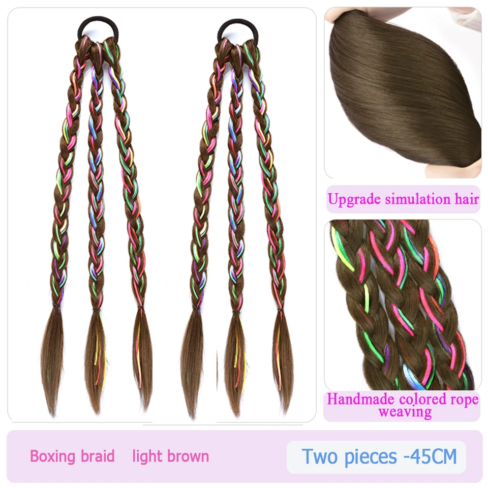 Wig Braid Female Twist Braid Synthetic Braiding Rubber Band Ponytail Extension Boxing Braid Hair Ombre Color Braiding Fake Hair