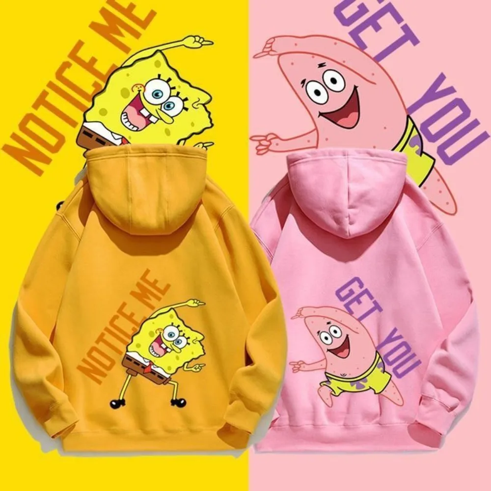 

Толстовка с капюшоном «Губка Боб и Патрик Стар» для мужчин и женщин, свободная флисовая толстовка, осенне-зимняя повседневная теплая парная толстовка-пуловер