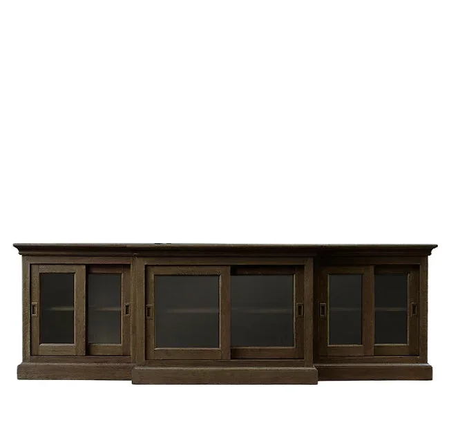 

American country oak solid wood TV cabinet, French old audio-visual cabinet, entrance cabinet