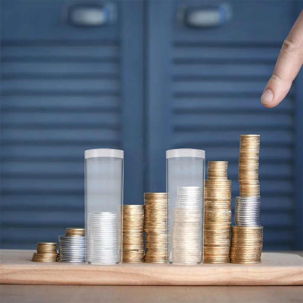 

5Pcs Transparent Plastic Coin Storage Tubes Airtight Sealed Lids Coin Collecting Container Quarters Coins Protector
