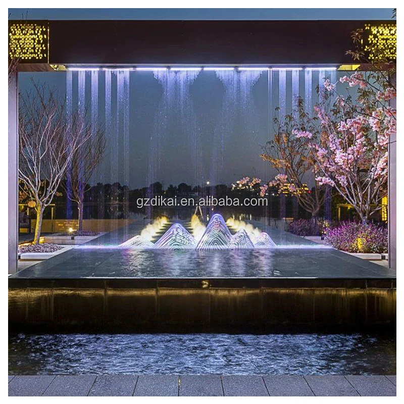 مخصص. ميزة الشلال في الهواء الطلق نافورة ستارة رقمية من الفولاذ المقاوم للصدأ