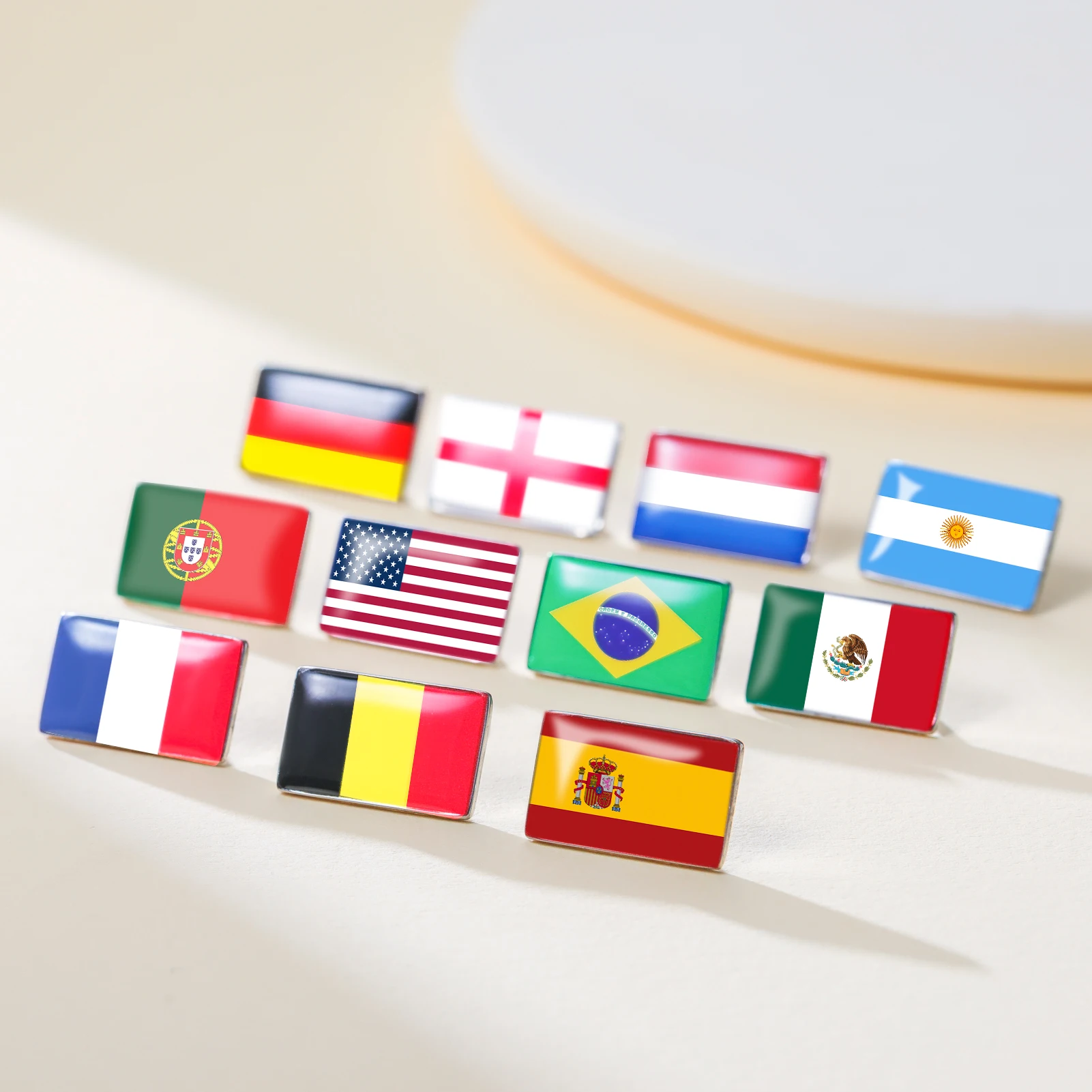 Edelstahl-Rechteck-Flaggenbrosche für Damen und Herren, Argentinien, Brasilien, Deutschland, Frankreich, Spanien, USA, Abzeichen-Pin-Accessoires – Detail 7