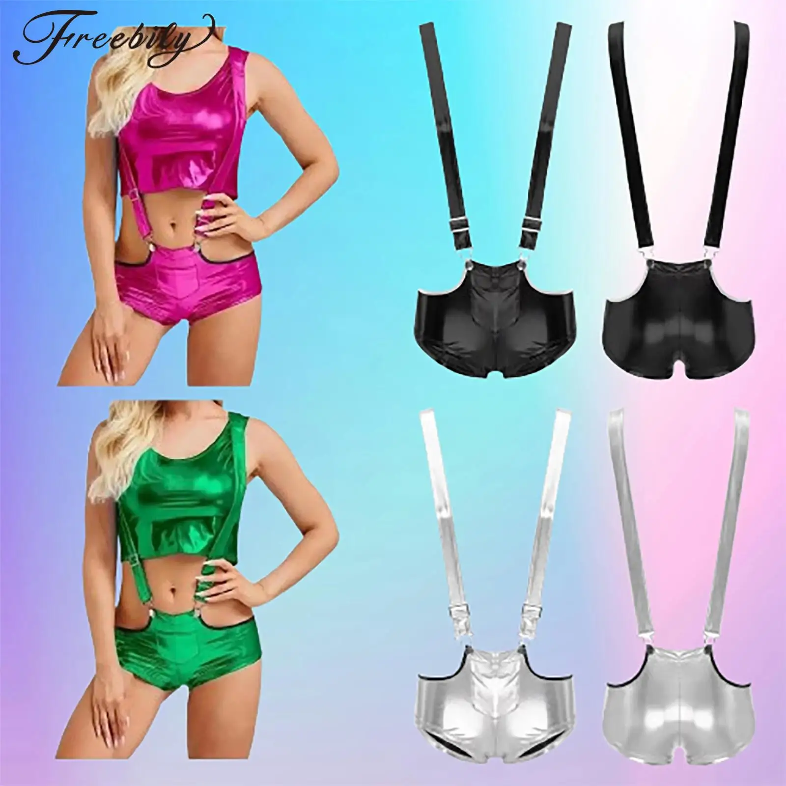 المجسم النساء الحمالات المعدنية السراويل السراويل الساخنة لامعة البسيطة السراويل موضة ملهى ليلي وتتسابق الهذيان زي حفلة بحر