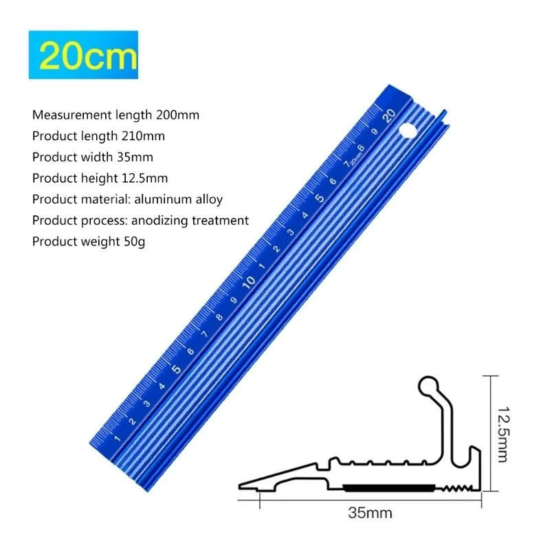 5asd Hand Protective Measuring Drawing Non-slip Cutting Ruler Woodworking Tool