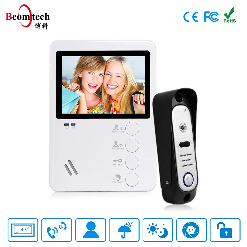 4 Wired Video Door Phone Intercom System for Office Villa Hotel or Apartment