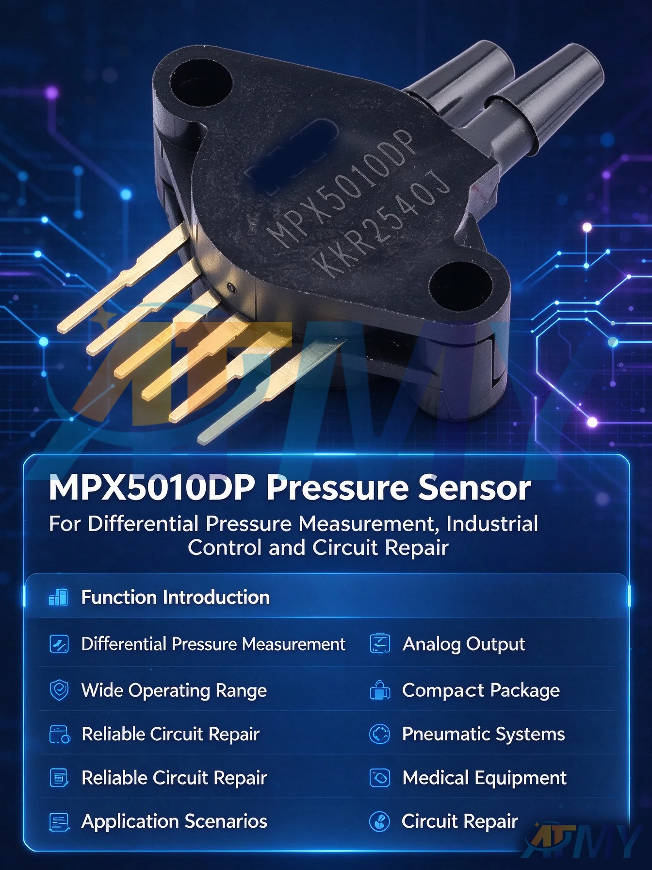 MPX5010DP MPX5050DP MPX5100DP MPX5500DP MPX5050GP Pressure sensor 50Kpa analog voltage 5V