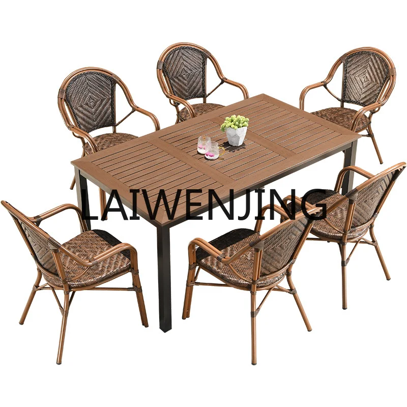 

RWJ Outdoor Courtyard Leisure Rattan Chair Coffee Terrace Balcony Rattan Table and Chair