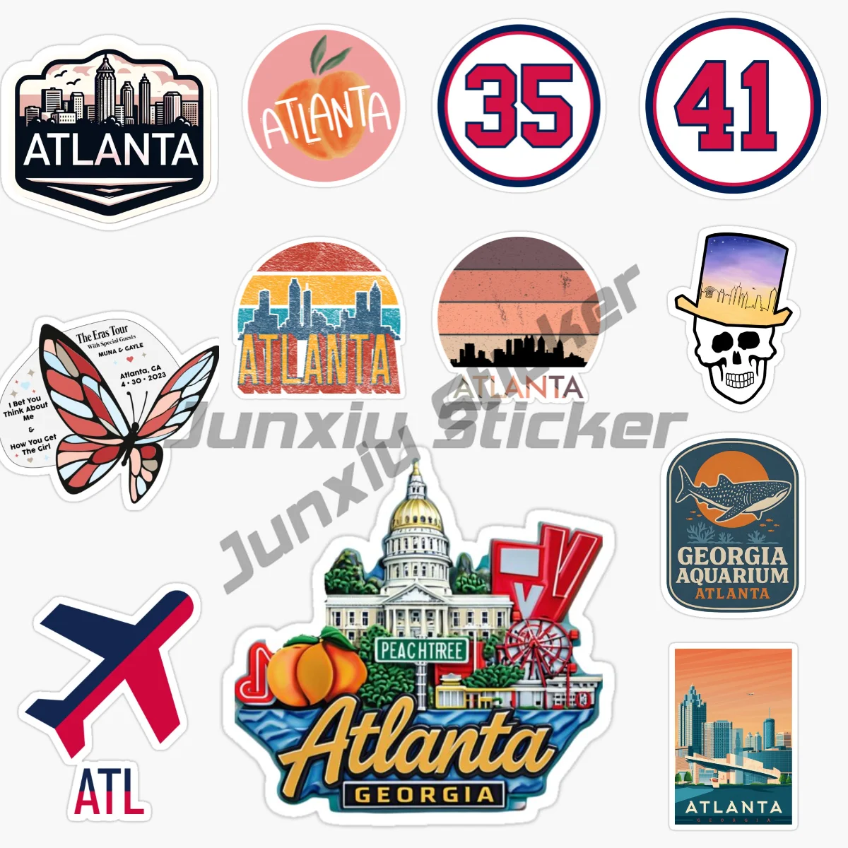 

ATLANTA Georgia Car Stickers Vinyl Waterproof Graffiti Sticker for RV VAN Occlusion Scratch Motorcycle Decal