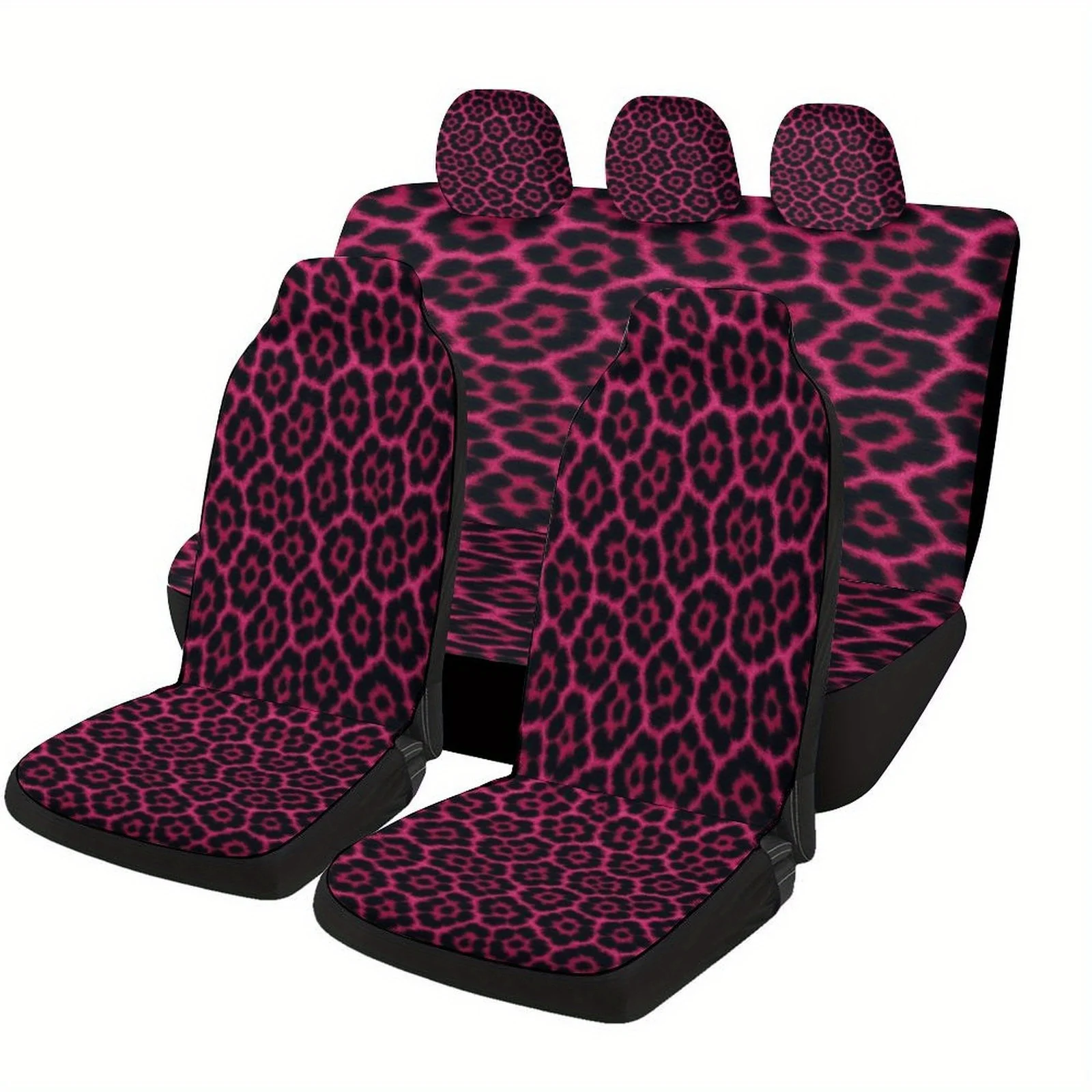

Leopard Print Themed Car Seat Cover Set For Most Cars, Fashion Novelty Car Seat Protector Covers Full Set, Universal Car Seat Co