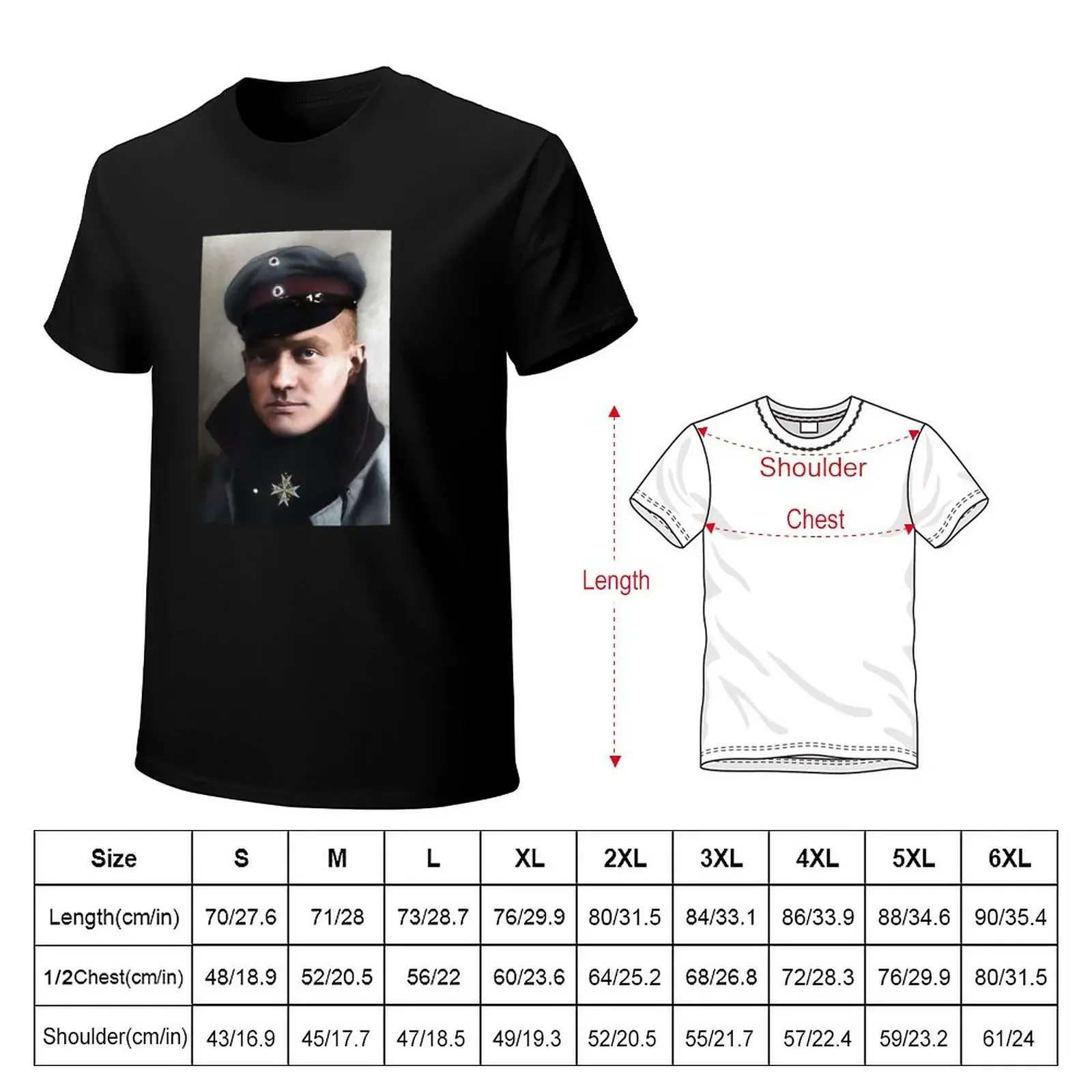 The Red Baron, Manfred von Richthofen, 1917 colorized T-Shirt blacks Short sleeve tee men graphic t shirts