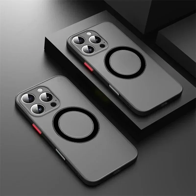 Matte Magnetische Magsafe-Hülle für iPhone 17 Pro Max 16 Pro 15 14 13 12 11 Pro Max 16E 17Air mit Kameraschutz und Stoßfestigkeit