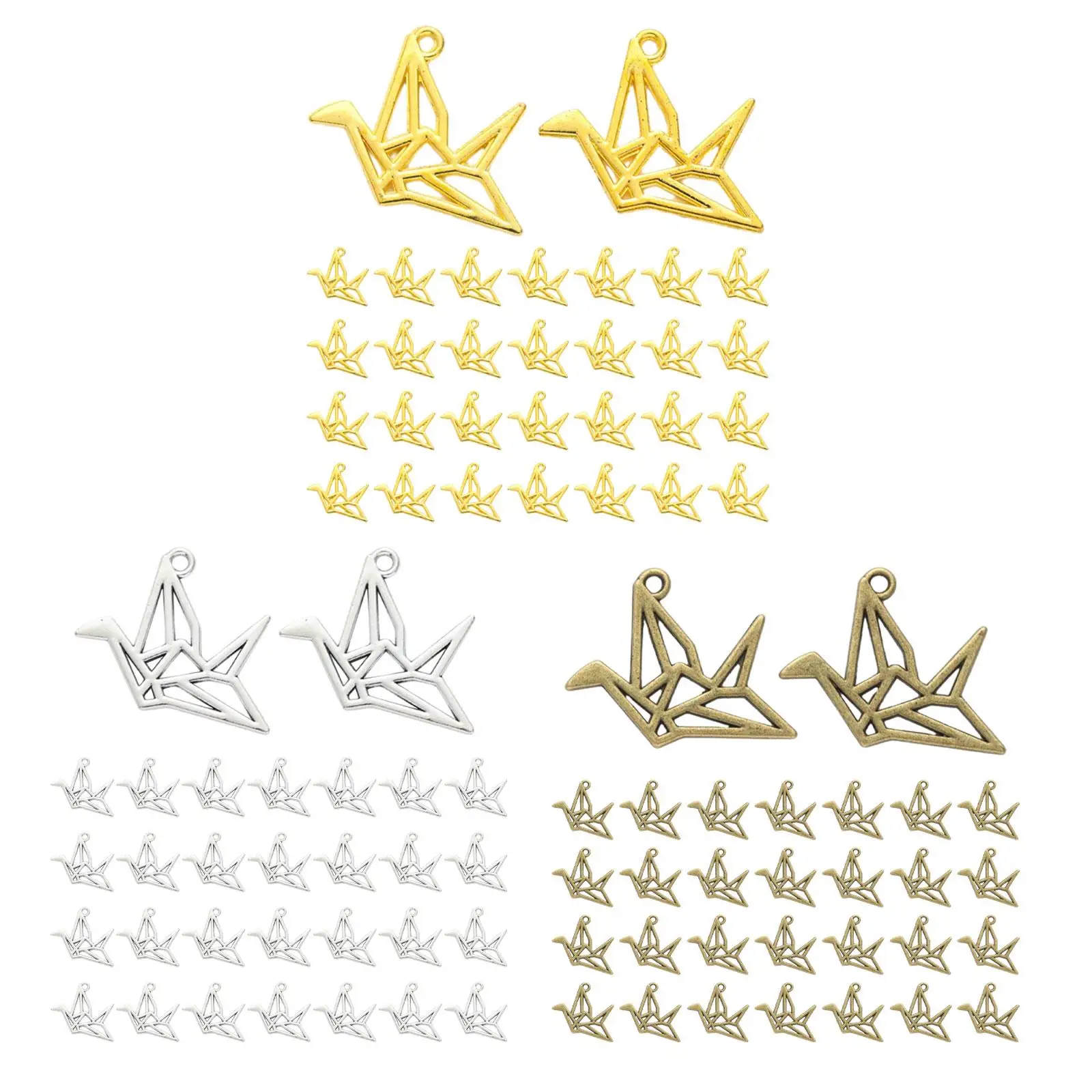 30x Origami Crane Charms 3D Paper Crane Charm for Bracelets Choker Handmade