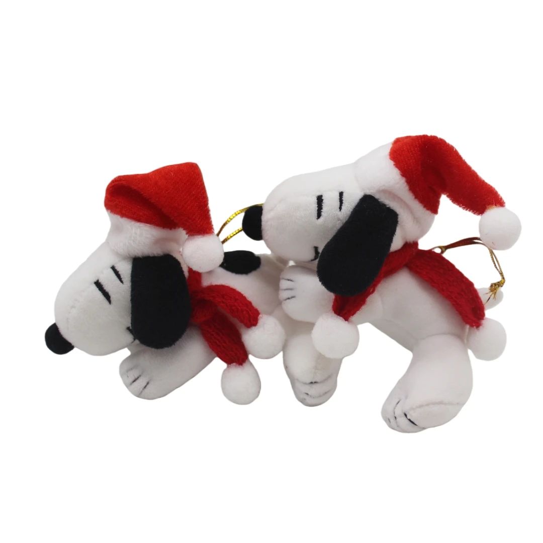 12 pezzi 10 cm arachidi Natale Snoopy giocattoli pendenti in peluche Snoopy di Natale giocattoli ornamentali per albero di Natale