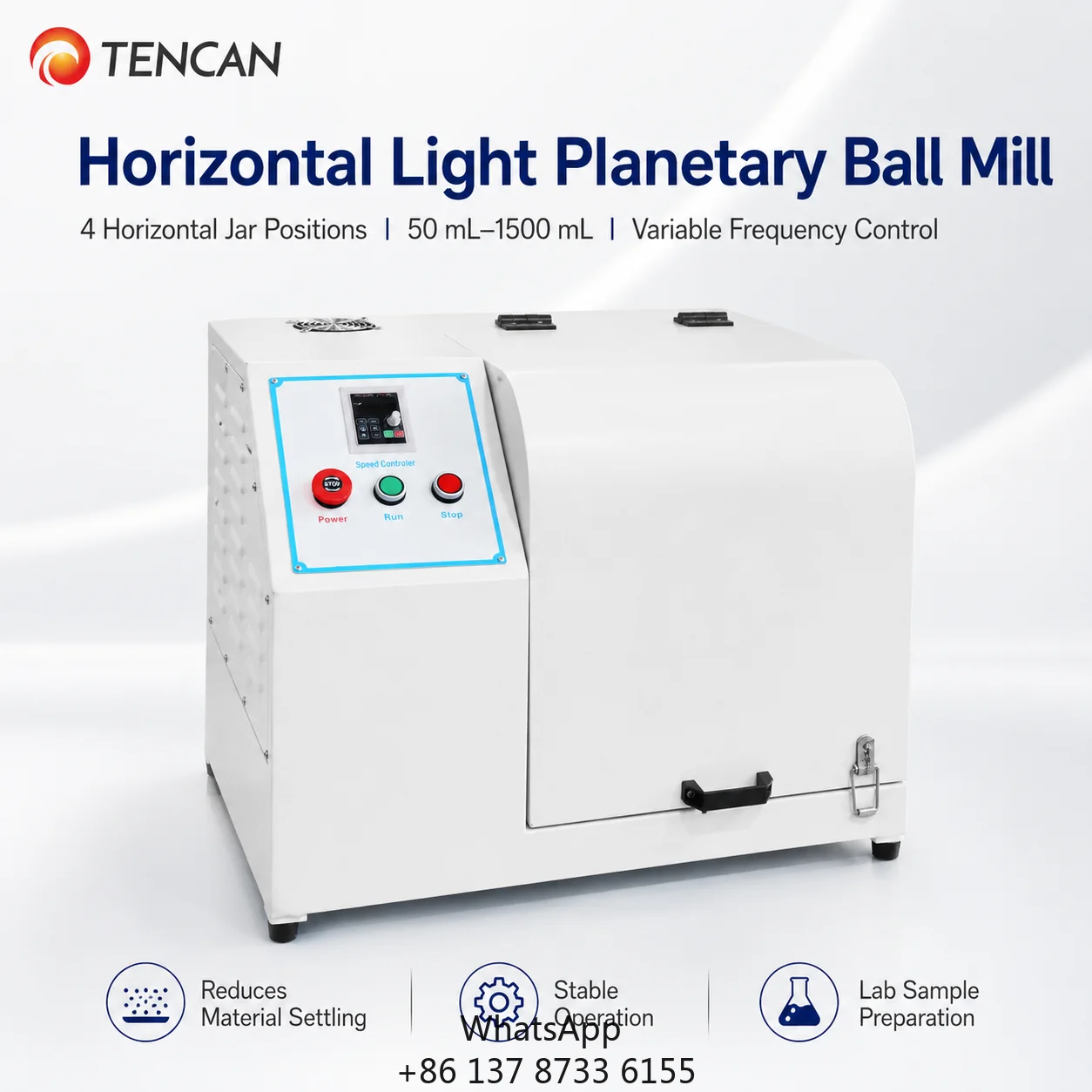 1.98L Lab Horizontal Planetary Ball Mill WXQM-6 High Speed Grinding Machine With Motor & Bearing For Nano Powder