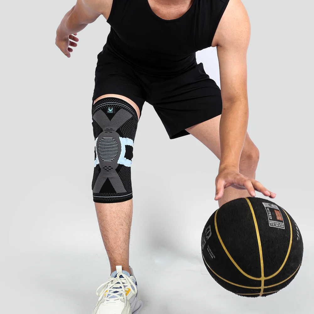 Silicone Spring Full Knee Brace Strap Patella Medial Support Strong Meniscus Compression Protection Sport Pads Running Basket