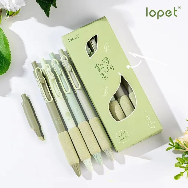 Lopet Kawaii 4pcs/Set Gel Pen Stationery Super Soft Sheath Cover 0.5mm Black Color Ink Caneta Writing Office School Quick Dry