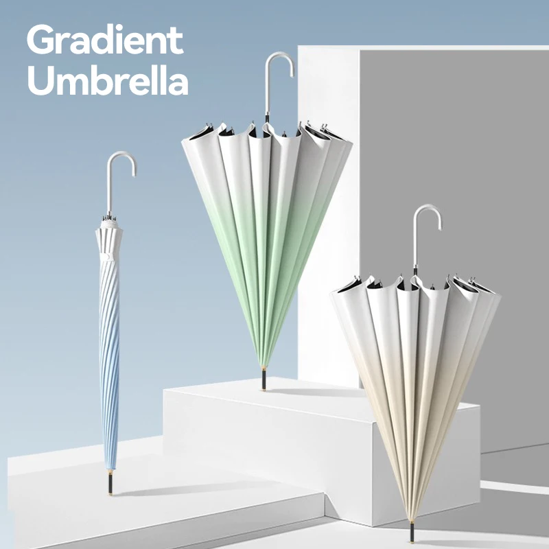 Gradient Sun Umbrella Woman 16K, Big Golf Long Umbrella Windproof Strong, Waterproof Large Parasol Umbrellas UV Protection