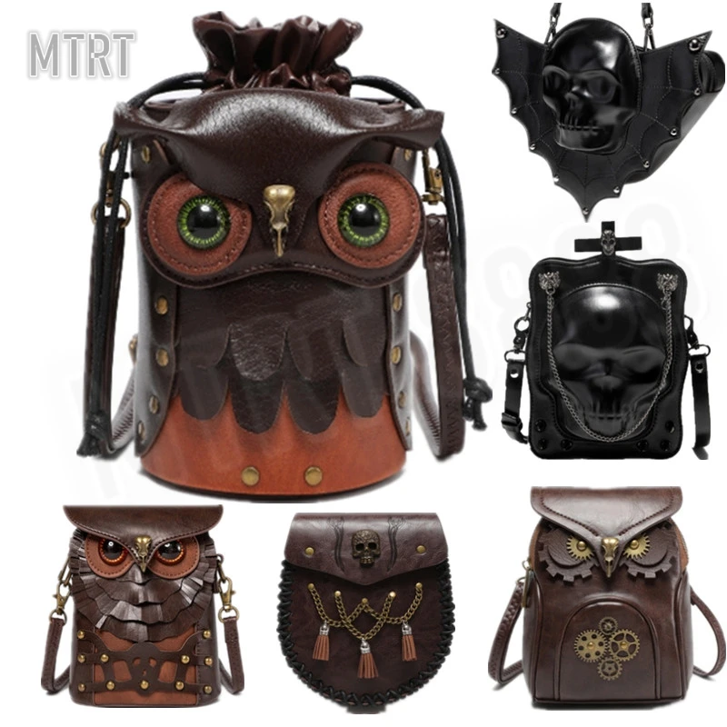 Retro Style Owl Women's Shoulder Crossbody Bag Niche Mini Outdoor Mobile Phone Bag Motorcycle Steam Punk Crossbody Bag