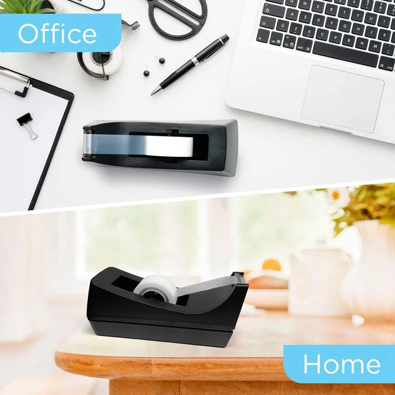 Desktop Tape Dispenser - Non-Skid Base - Weighted Tape Roll Dispenser - Perfect For Office Home School 2 Pack Easy To Use