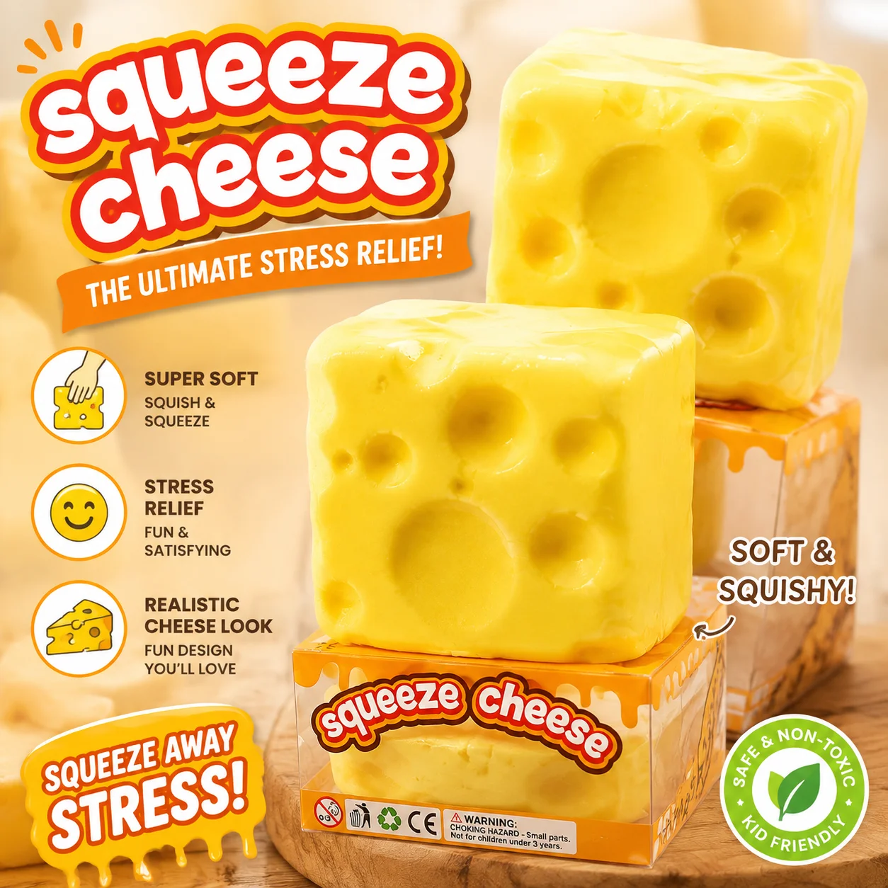 Kids Toys Blocks - Giocattolo Antistress a Forma di Formaggio