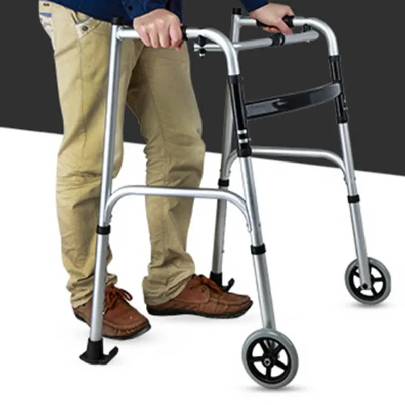 Dual Arm Walkers with Disabilities,Disabled Walking Cane Chair Assisted Armrest,Aluminum Alloy Hand Push Walkers for The Elderly