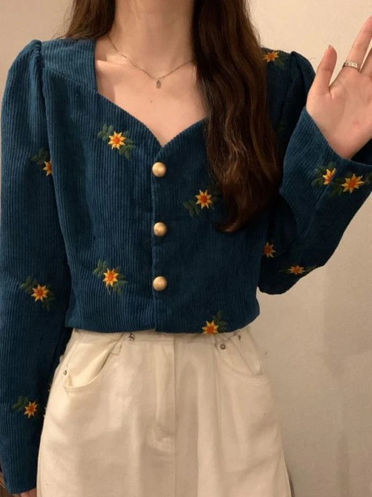 Avec manches bouffantes chemise et chemisier pour femmes nouvelle Collection 2025 tunique Promotion élégant à manches longues broderie femmes hauts