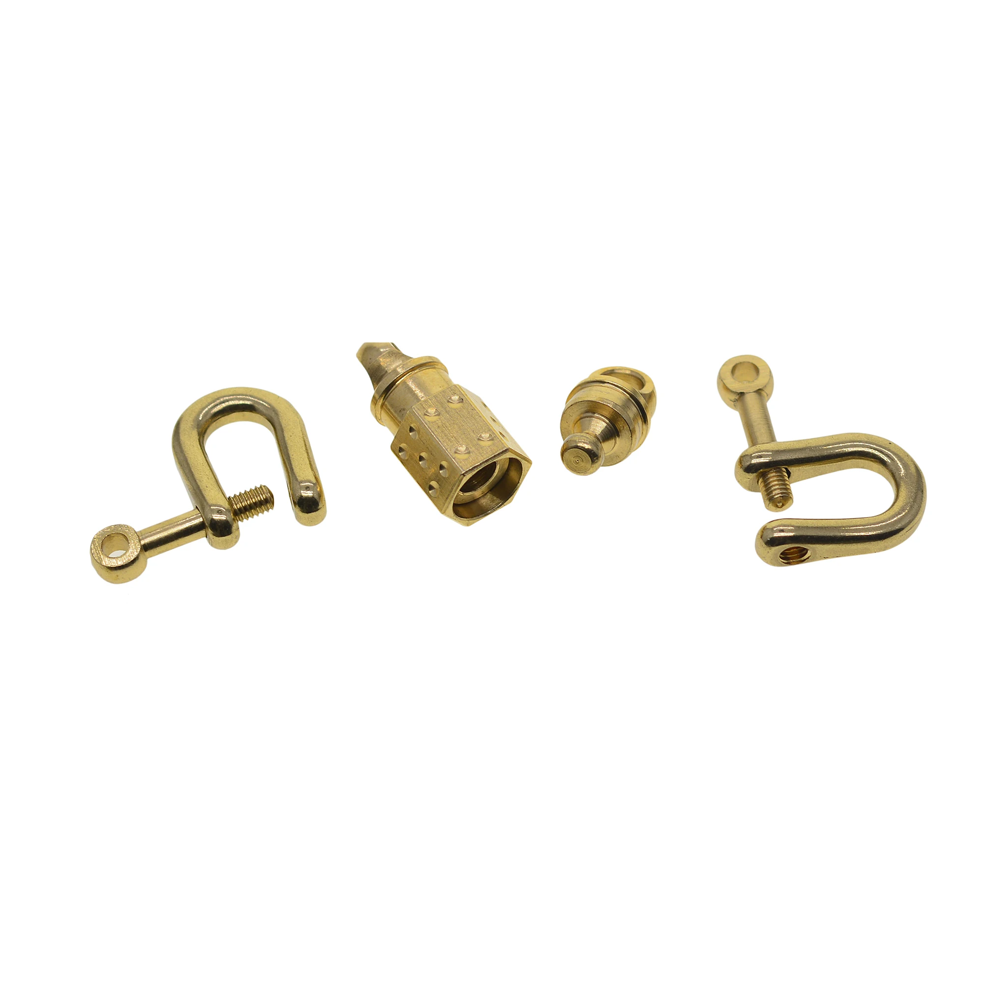 Super fine  Solid brass Pull quick release swivel detachable keychains screw brass shackle carabiner DIY EDC Tool