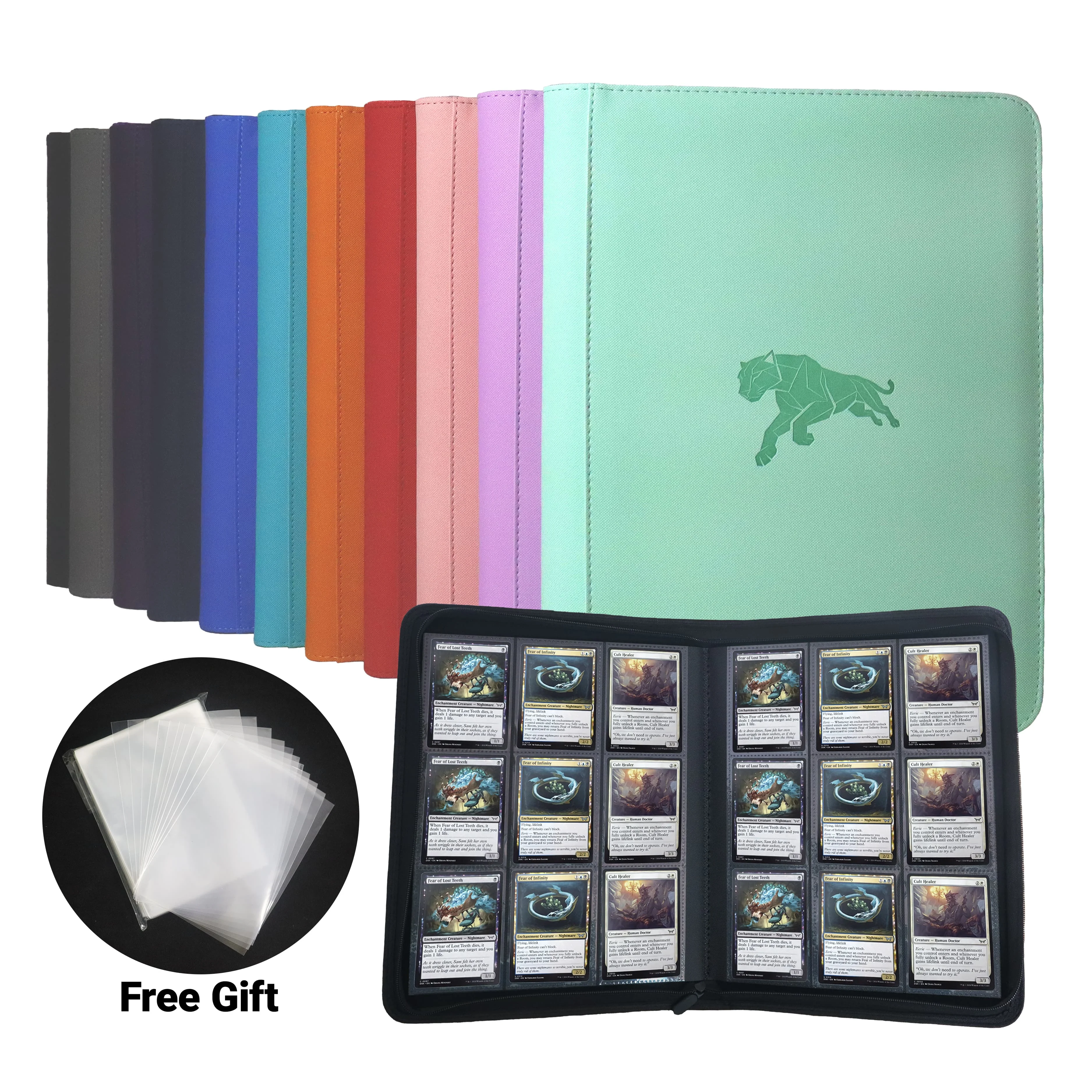 360 Cards Trading Card Binder 9-Pocket PU Leather Album, Portable Card Holder for TCG Game Cards Sports Cards, Collector Album