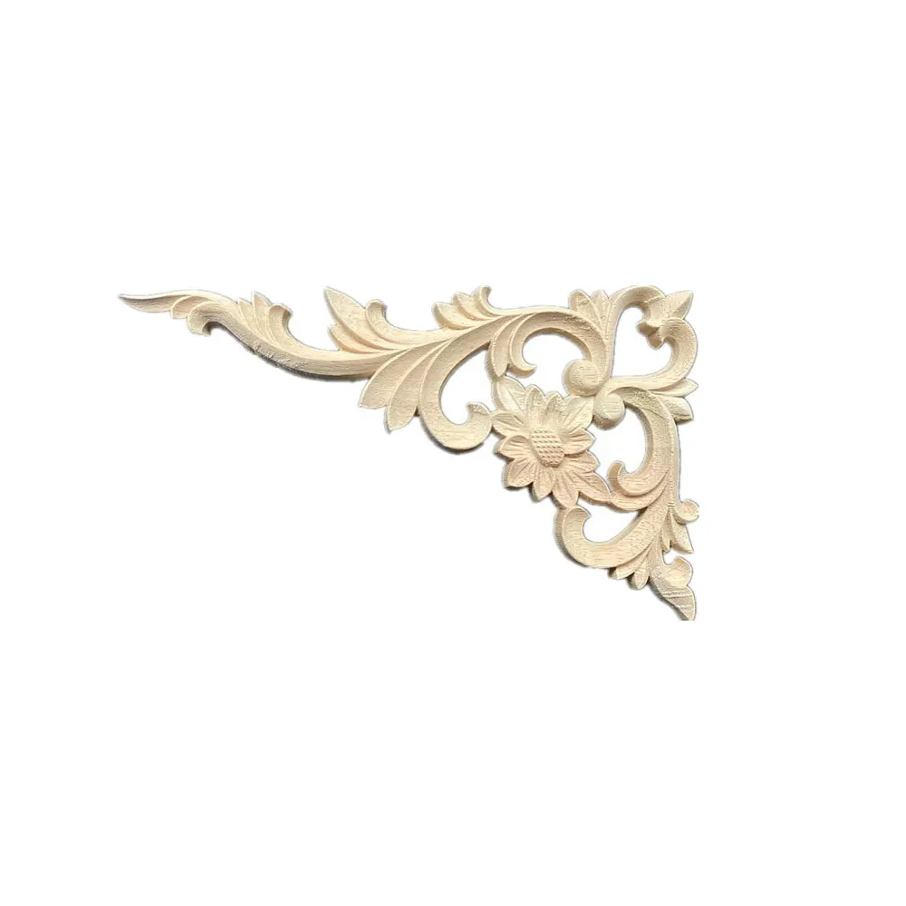 Autocollants d'angle 3D en dentelle, 4 pièces, 20-38cm, sculpture sur bois, Figurines en dentelle, cadre artisanal, applique murale, porte, meubles, décor européen