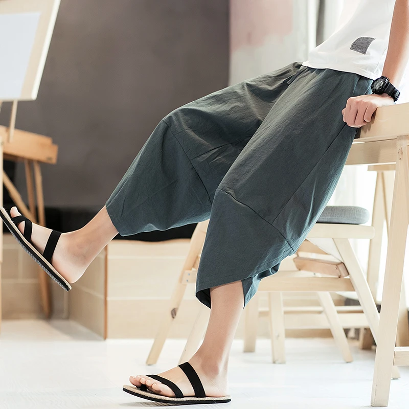 Men's Summer 3/4 Capri Pants Streetwear Harem Pants Lightweight Loose Elastic Waist Drawstring Casual Beach Yoga Trousers, M-5XL