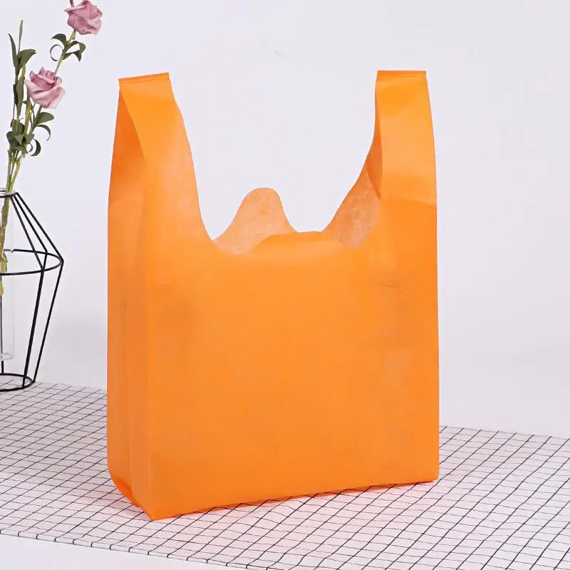 Reusable Non Woven Vest Shopping Bags 10 PCS Assorted Colors Waterproof Totes for Supermarket Grocery Shopping Trips