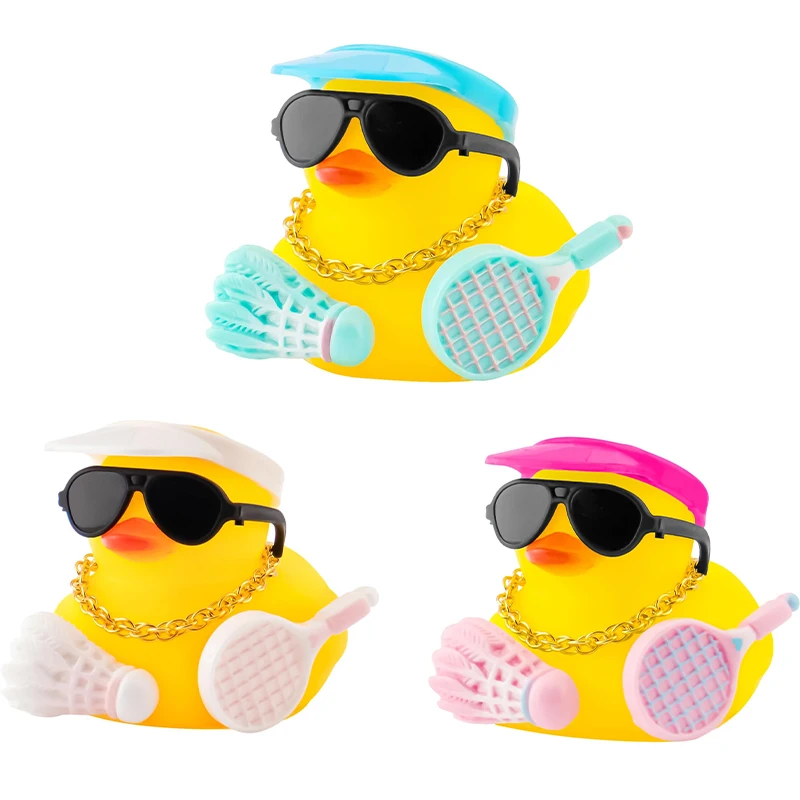 Резиновые утки, автомобильные украшения, украшения для приборной панели, крутые автомобильные аксессуары с бадминтоном