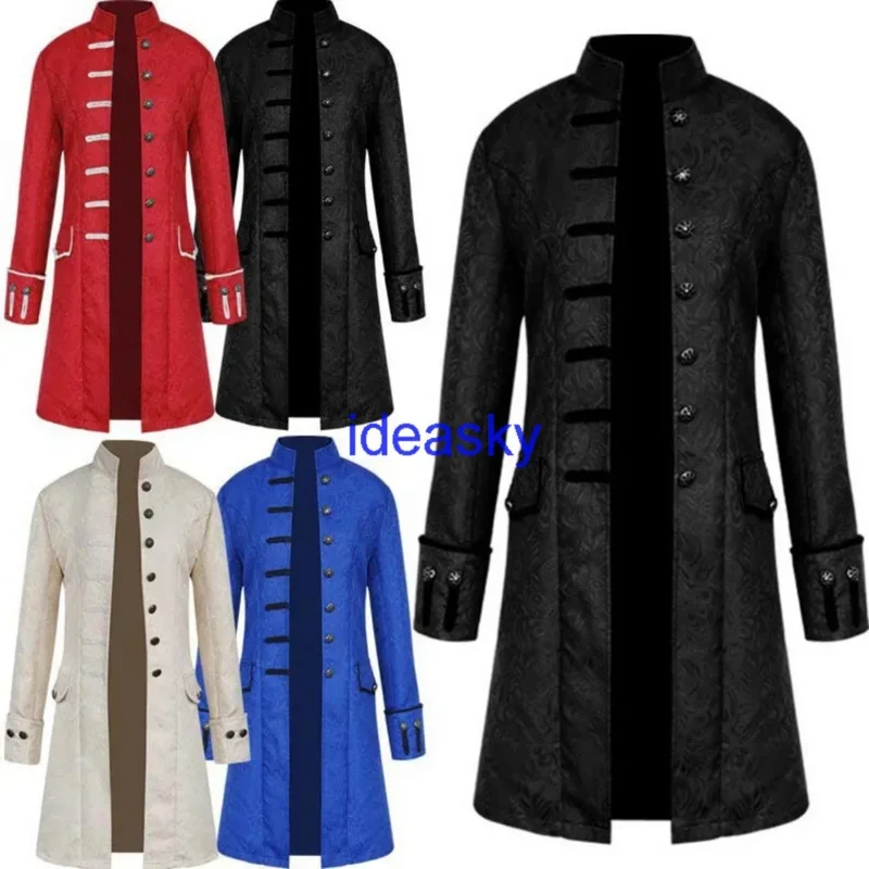 Men kids medieval steampunk Jacket Cosplay Costume corduroy coat embroidery gentman Blazers winter gothic Halloween costumes