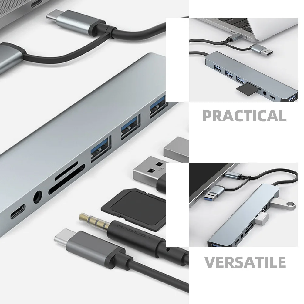 

USB Hub Typec Aluminum Alloy Multi Port USB Adapter 3.0 Extension for Laptop Multiple Devices Connection Small Size Hub Expander