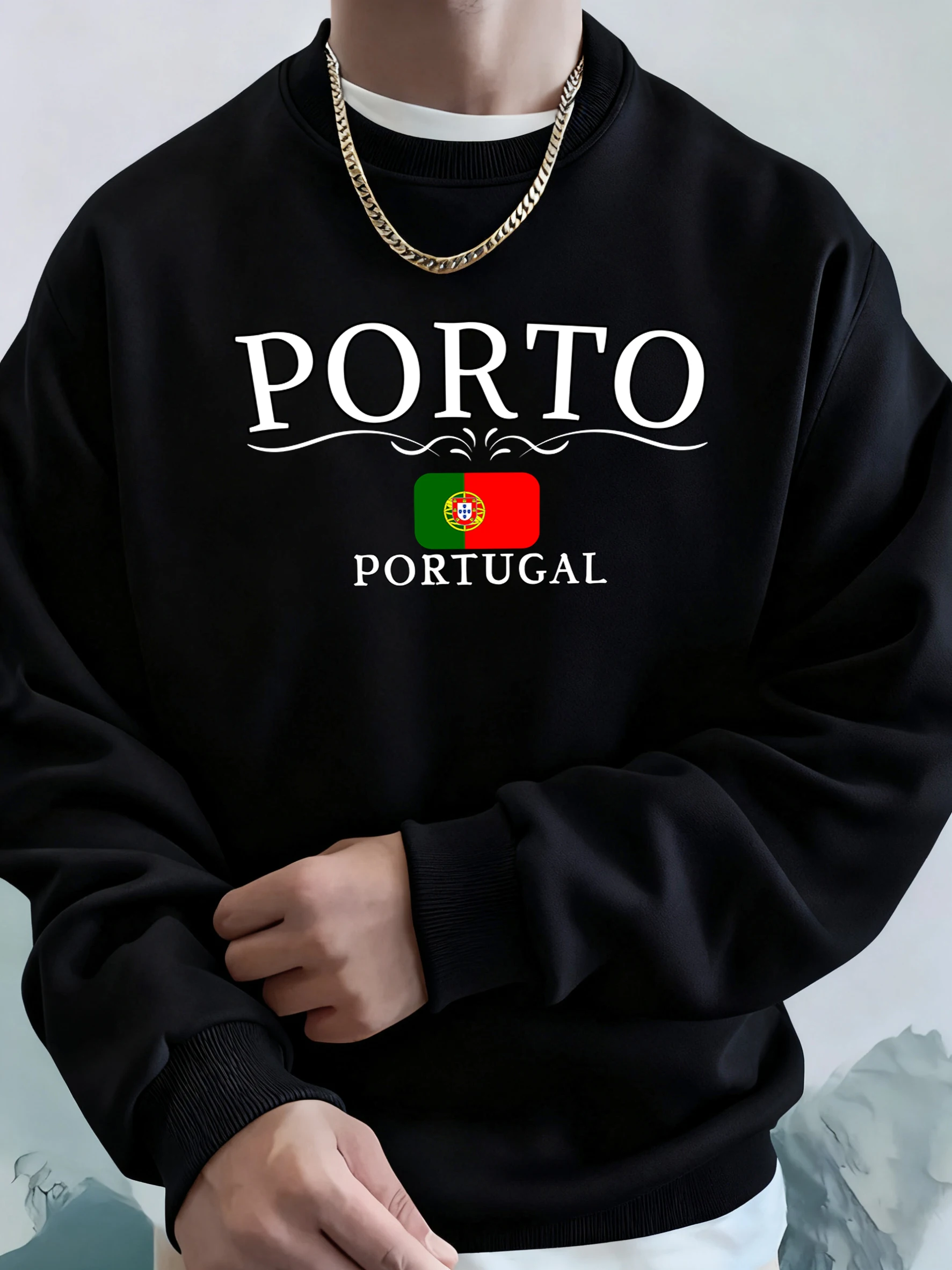 Porto Portugal Letter And Flag Print Clothes Unisex Warm Casual Hoody Street Sports Sportswear Fleece Thicken Streetwear Man